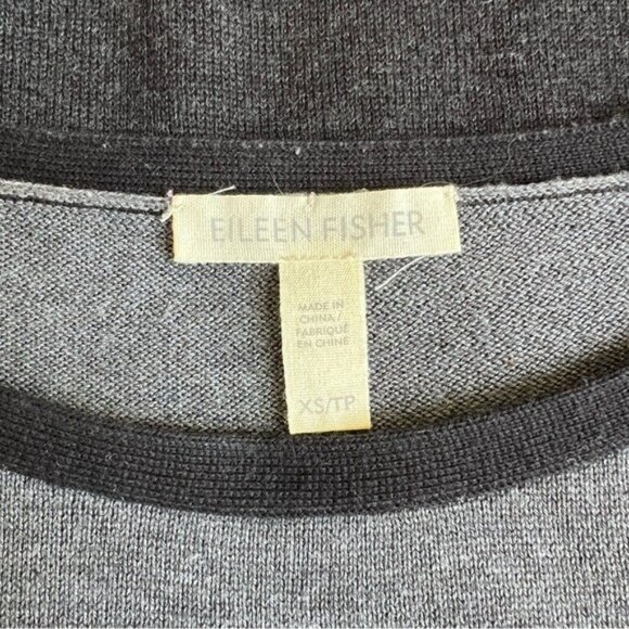 Eileen Fisher Boxy Color Block Sweater in Gray - XS - Picture 7 of 8